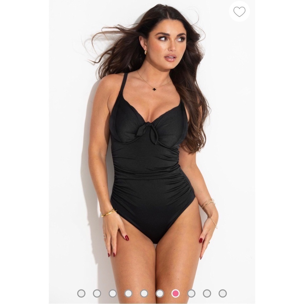 NWT SWIMSUITS FOR ALL Tie Front Side Ruched One Piece Swimsuit Size 20
